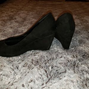 Suede wedge heels